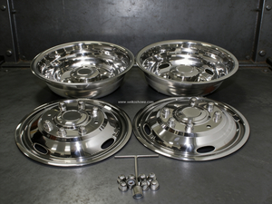 17-Zoll-Radsimulatoren mit 8 &Ouml;sen – 304 Edelstahl-Nabenkappen mit hochglanzpoliertem Finish, passend f&uuml;r Ford F350 Dually Wheel 2005–2020 mit Installationssatz